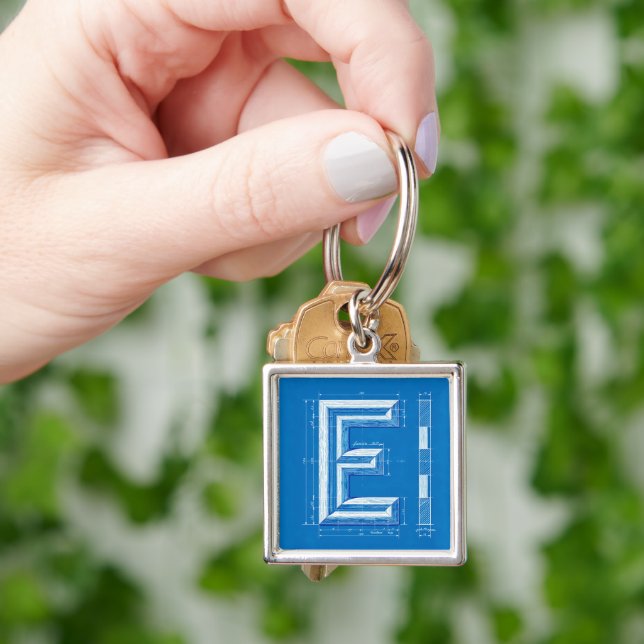 Porte-clés Lettre E Monogramme de plan (main)