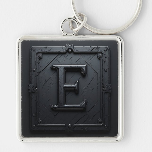 Porte-clés ⚔️ Lettre E Monogramme Gothique Cadeau Pour Lui 🔑 (Devant)