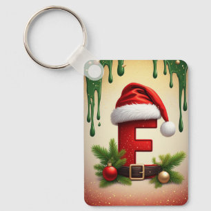 Porte-clés Lettre F monogramme de Santa avec accent de Noël �