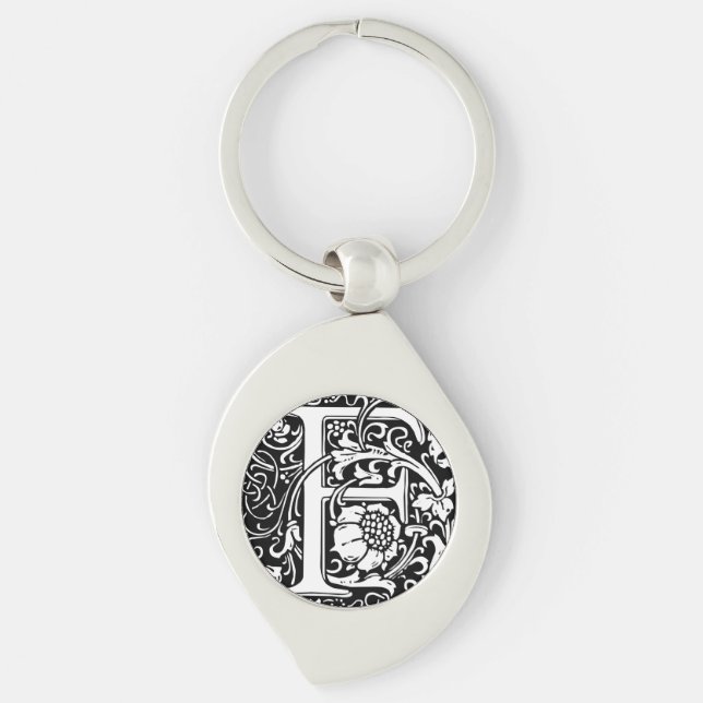 Porte-clés Lettre F Monogramme médiéval Art Nouveau (Devant)