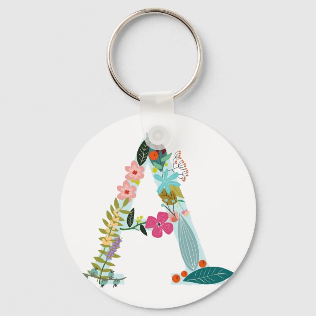 Porte-clés Lettre Florale A Monogramme initial (Recto)