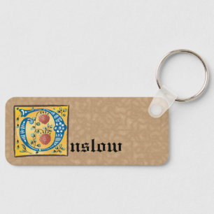 Porte-clés LETTRE Florale Médiévale ÉCLAIRÉE O MONO