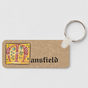 Porte-clés Lettre Florale médiévale illuminée M Monogramme