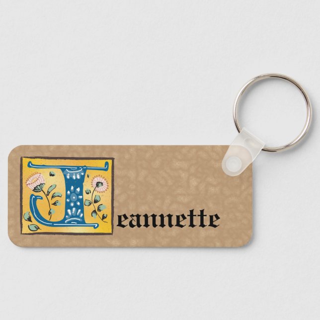 Porte-clés LETTRE Florale MOYENNE ÉCLAIRÉE J MONO (Recto)
