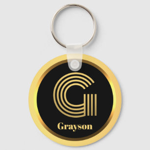 Porte-clés Lettre G or monogramme Porte - clé personnalisé