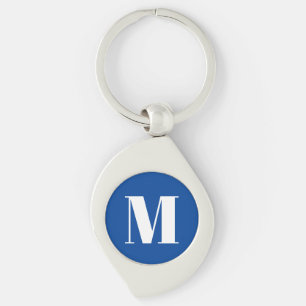 Porte-clés LETTRE INITIALE Bleu Profond Monogramme Moderne De