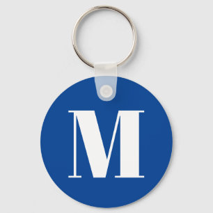 Porte-clés LETTRE INITIALE Bleu Profond Monogramme Moderne De
