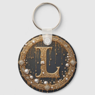 Porte-clés Lettre initiale de monogramme doré L