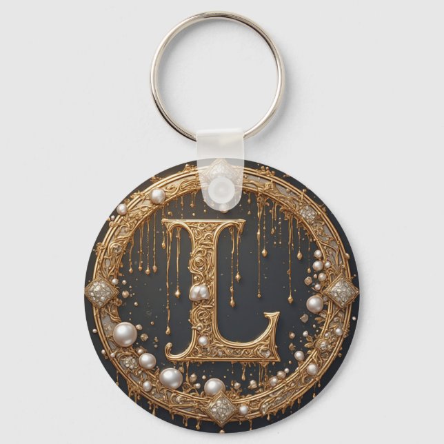 Porte-clés Lettre initiale de monogramme doré L (Recto)