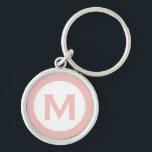Porte-clés LETTRE INITIALE MINIMALE Pink Classic<br><div class="desc">Porte - clé monogrammé moderne avec monogramme initial en rose et blanc.</div>