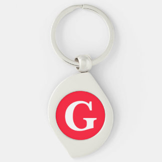 Porte-clés Lettre initiale Monogramme Rouge Blanc Plaine Simp