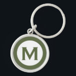 Porte-clés LETTRE INITIALE MONOGRAPHIQUE Moderne Olive<br><div class="desc">Porte - clé monogrammé moderne avec monogramme initial en vert olive et blanc.</div>