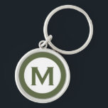 Porte-clés LETTRE INITIALE MONOGRAPHIQUE Moderne Olive<br><div class="desc">Porte - clé monogrammé moderne avec monogramme initial en vert olive et blanc.</div>