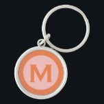 PORTE-CLÉS LETTRE INITIALE MONOGRAPHIQUE NOUVELLE ROSE ORANGE<br><div class="desc">Porte - clé monogrammé moderne avec monogramme initial dans la typographie de bloc classique en rose et orange.</div>