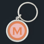 PORTE-CLÉS LETTRE INITIALE MONOGRAPHIQUE NOUVELLE ROSE ORANGE<br><div class="desc">Porte - clé monogrammé moderne avec monogramme initial dans la typographie de bloc classique en rose et orange.</div>