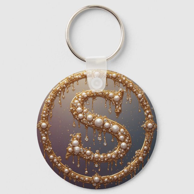 Porte-clés Lettre initiale S en monogramme doré (Recto)