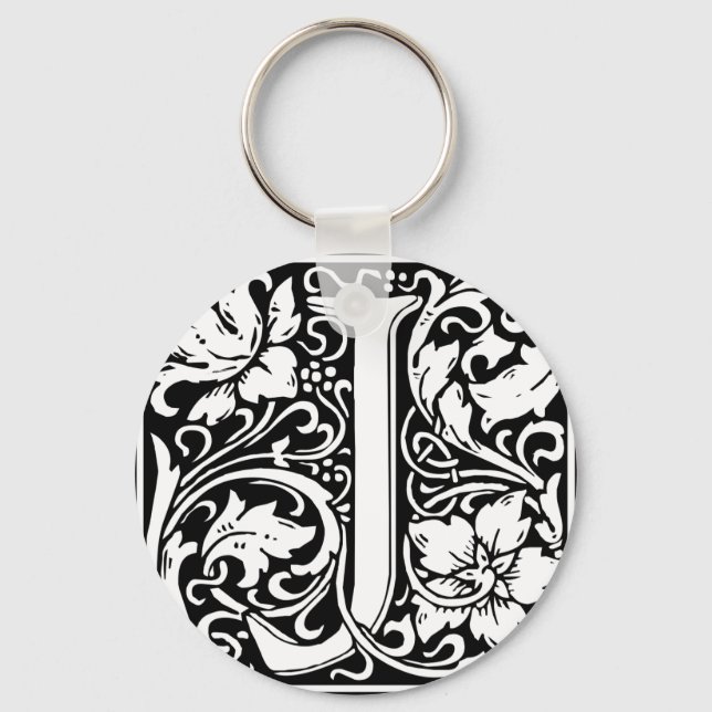 Porte-clés Lettre J Monogramme médiéval Art Nouveau (Recto)
