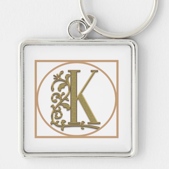 Porte-clés LETTRE K MONOGRAM Beau Mariage Nouveau Accueil Cad (Devant)
