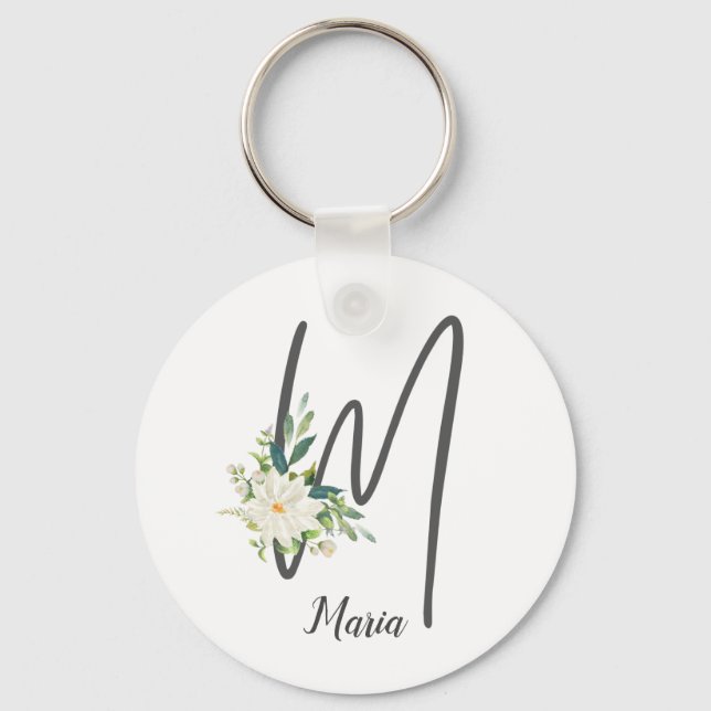 Porte-clés Lettre M Monogramme Blush (Recto)