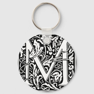 Porte-clés Lettre M Monogramme médiéval Vintage initial