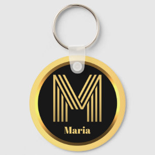 Porte-clés Lettre M or monogramme Porte - clé personnalisé