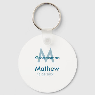 Porte-clés Lettre masculine de nom de garçon d'honneur bleu m