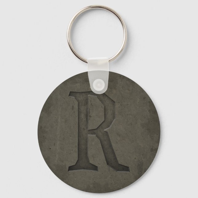 PORTE-CLÉS LETTRE MONOGRAPHIQUE BÉTON R (Recto)