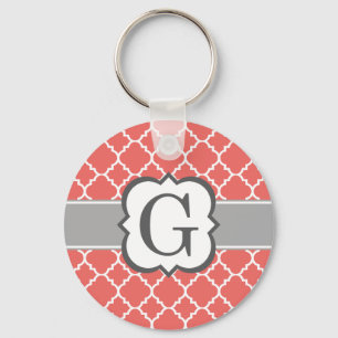 Porte-clés LETTRE MONOGRAPHIQUE BLANC DE Corail G QUATREFEIL