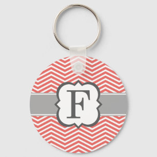 Porte-clés LETTRE MONOGRAPHIQUE BLANCHE DE CORail F Chevron