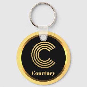 PORTE-CLÉS LETTRE MONOGRAPHIQUE D'OR C PERSONNALISÉE