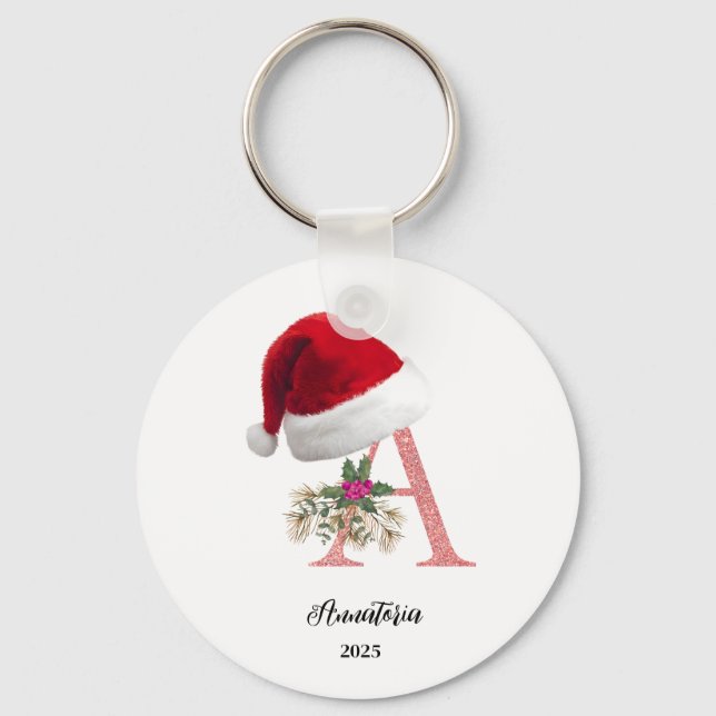 Porte-clés Lettre personnalisée de Noël nom (Recto)