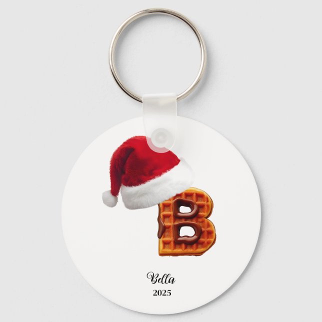Porte-clés Lettre personnalisée de Noël nom (Recto)