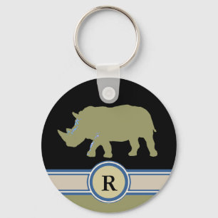 Porte-clés lettre R rhinocéros