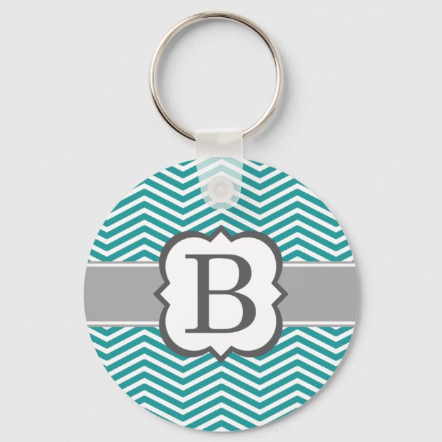 Porte-clés LETTRE turquoise MONÂTRE BLANC B Chevron (Recto)