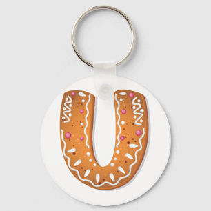 Porte-clés Lettre U en pain d'épices Monogramme Gâteau de Noë