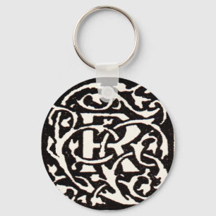 Porte-clés LETTRE vintage MONogramme R Art Nouveau