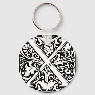 Porte-clés Lettre X Monogramme Art Nouveau Médiéval