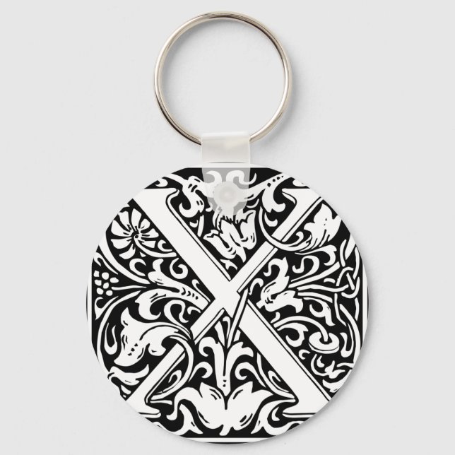 Porte-clés Lettre X Monogramme médiéval Art Nouveau (Recto)