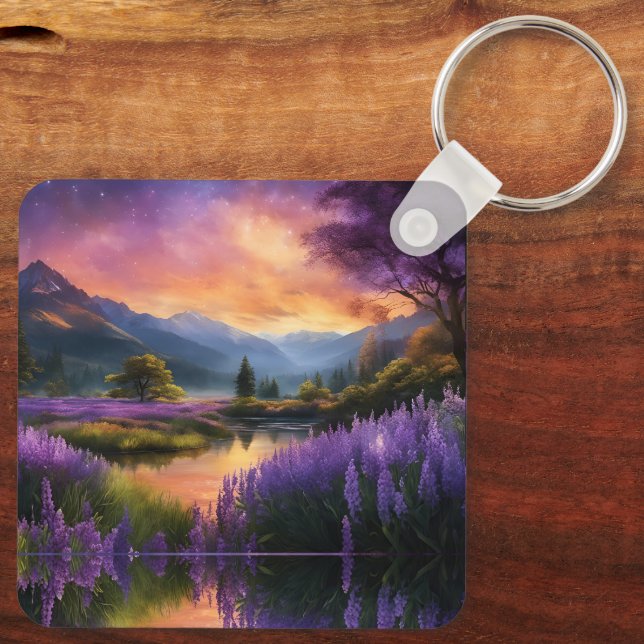 Porte-clés Levée solaire de Purple Mountain Valley (Verso)