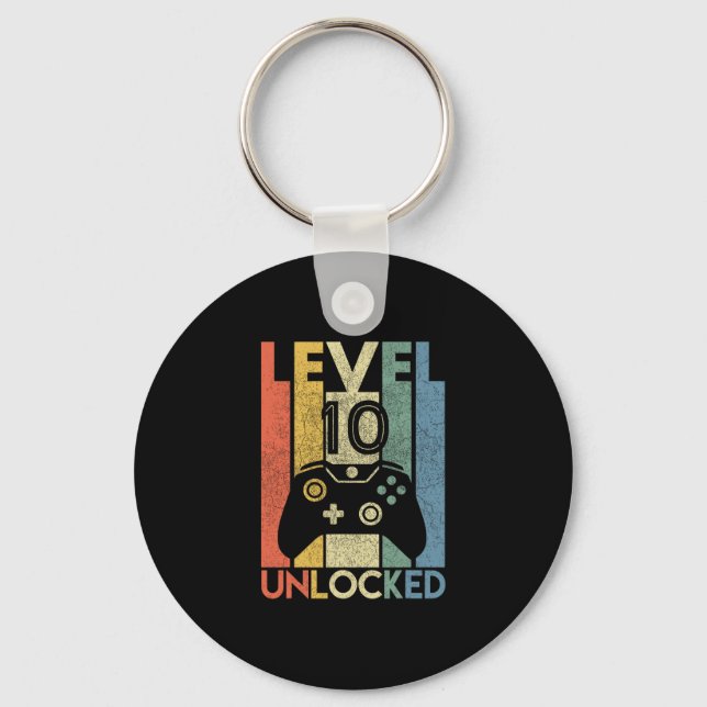 Porte-clés Level 10 Unlocked Shirt Funny Video Gamer 10th Bir (Recto)