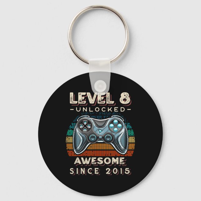 Porte-clés Level 8 Unlocked Video Game 8th Birthday 8 Yr Old  (Recto)