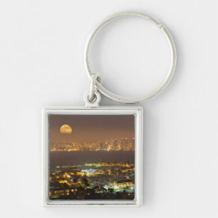 Porte-clés Lever de lune sur la ligne d'horizon de San Diego