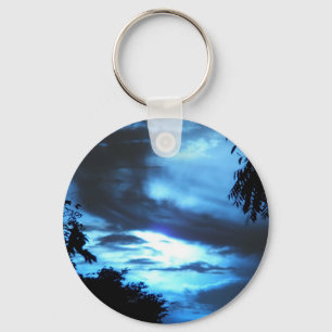 Porte-clés Lever de soleil bleu dans les nuages