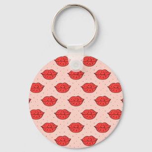 Porte-clés Lèvres caricaturales : motif féministe de doodle.
