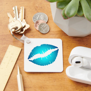 Porte-clés Lèvres ombrées bleu aqua