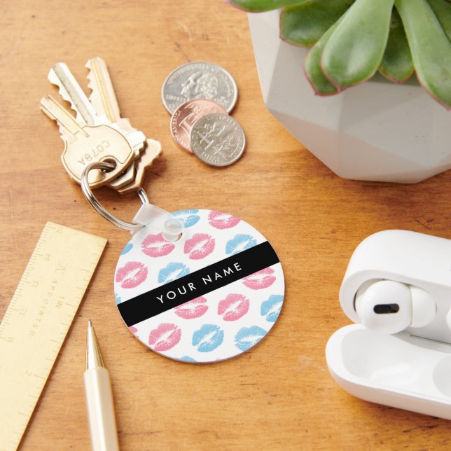 Porte-clés Lèvres Roses, Lèvres Bleues, Baiser, Votre Nom, Pe (Bureau)