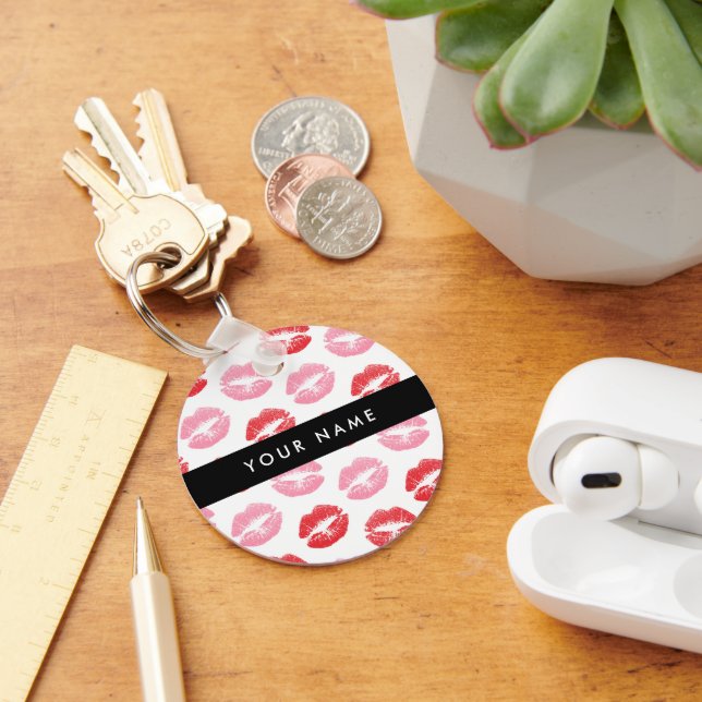 Porte-clés Lèvres Rouges, Lèvres Roses, Baiser, Votre Nom, Pe (Bureau)