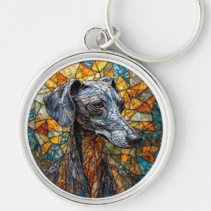 Porte-clés Lévrier italien Design de chien en mosaïque élégan