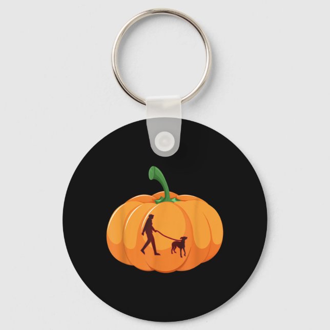 Porte-clés Lévrier qui marche Halloween Chien Citrouille (Recto)