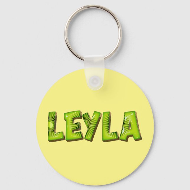 Porte-clés Leyla Name Kiwi Design (Recto)